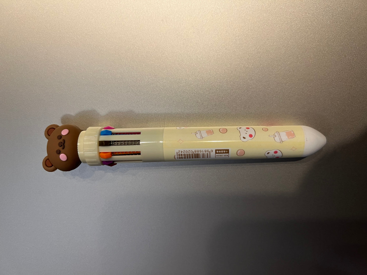 Pens:Multicolor ink pen. Ten different colors available on each pen.