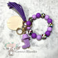 Western Cowboy Charm Silicone Beaded Stretch Wristlet Bracelet Keychain with Wooden Disc and Tassel
