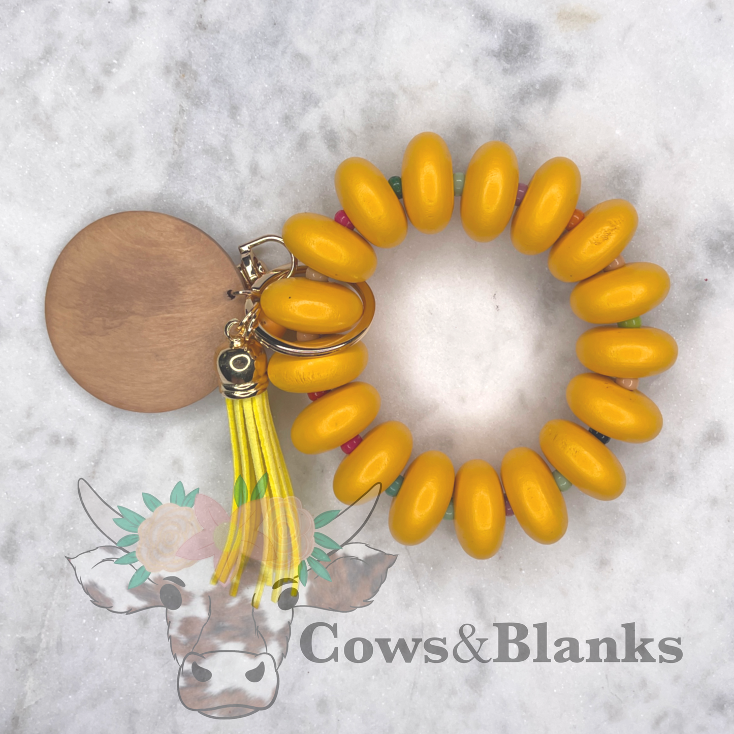 ABACUS COLORED BEADS WOODEN WRISTLET BRACELET KEYCHAIN  WITH WOODEN  DISC AND TASSEL