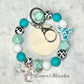 COW HEAD AND PRINT SILICONE BEADED STRETCH WRISTLET WITH WOODEN DISC