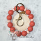 ALEXANDRA SILICONE BEADED STRETCH WRISTLET BRACELET KEYCHAIN  WITH WOODEN DISC