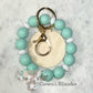 ALEXANDRA SILICONE BEADED STRETCH WRISTLET BRACELET KEYCHAIN  WITH WOODEN DISC