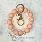 ALEXANDRA SILICONE BEADED STRETCH WRISTLET BRACELET KEYCHAIN  WITH WOODEN DISC