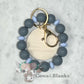 ALEXANDRA SILICONE BEADED STRETCH WRISTLET BRACELET KEYCHAIN  WITH WOODEN DISC