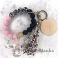 Leopard Accent Silicone Beaded Wristlet Bracelet Keychain