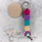 Rainbow Silicone Keychain with Wooden Disc